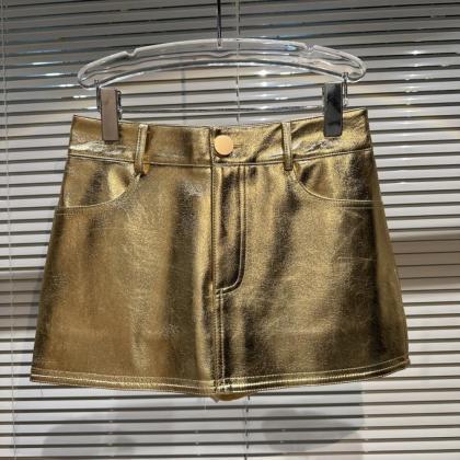 Fashion Pu Leather Mini Skirt Women's..