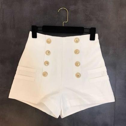 High Waist Double Breasted Buttons Fashion..