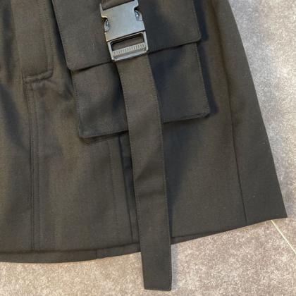 Fashion Simple Pocket Belts Cargo Skirt..