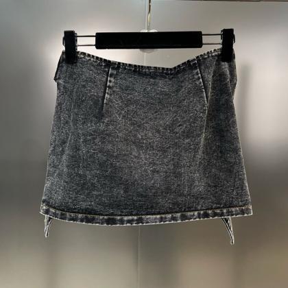 Vintage Cross Bandage Designer Denim Skirt..