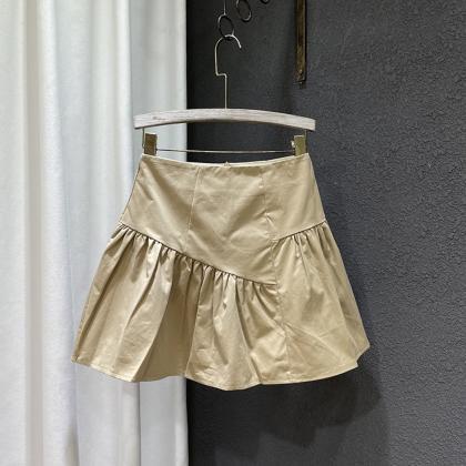 Irregular Patchwork Loose Solid Color Skirt..