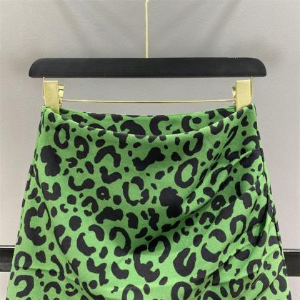 Fashion Women Leopard Print Skirt High Waist..