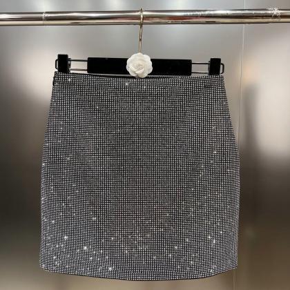 Fashion Shiny Diamond Party Slim A-line Skirt..
