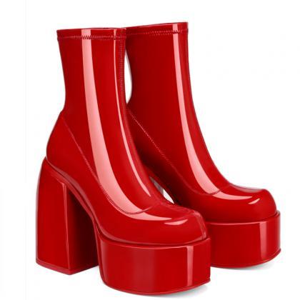 Ankle Boots Women Fashion High Platform Shaped..