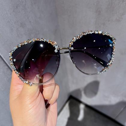 Cat Eye Sunglasses Luxury Diamond Brand Designer..