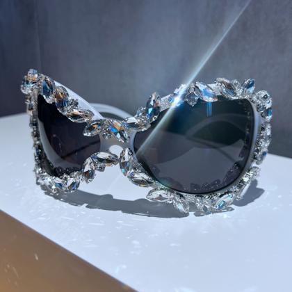 Diamond Oversized Punk Sunglasses Women Goggle Sun..