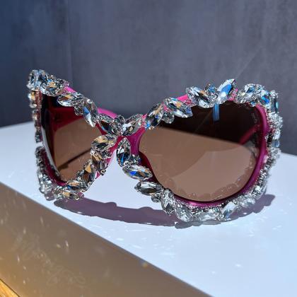 Diamond Oversized Punk Sunglasses Women Goggle Sun..