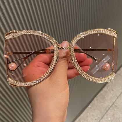 Sunglasses Women Oversized Diamond Designer Sun..