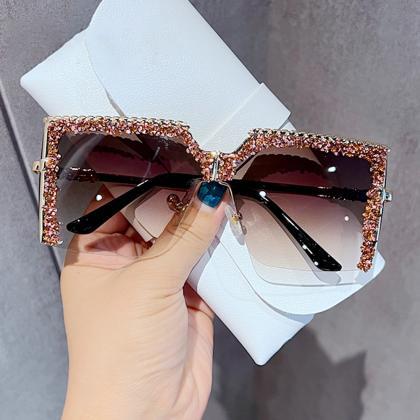 Sunglasses For Women Rhinestone Trendy Square..
