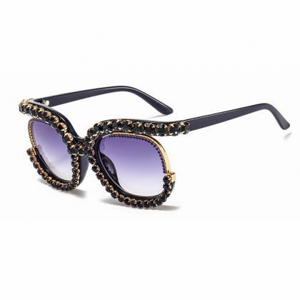 Oversized Women Sunglasses Cat Eye Glasses Half..