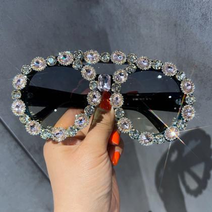 Oversized Vintage Sunglasses Women Luxury Gem..