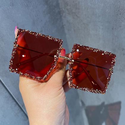 Classic Vintage Square Sunglasses Woman Diamond..