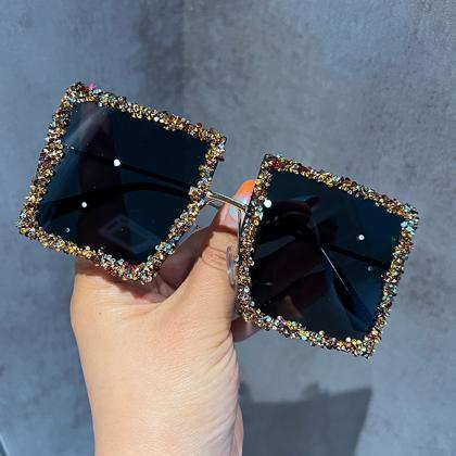 Classic Vintage Square Sunglasses Woman Diamond..