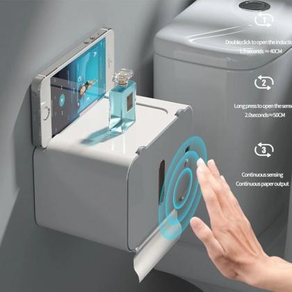 Induction Toilet Paper Holder Shelf Automatic..