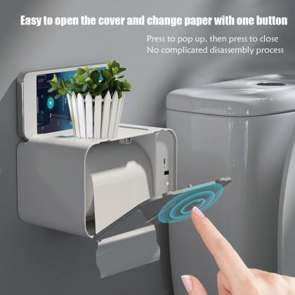 Induction Toilet Paper Holder Shelf Automatic..