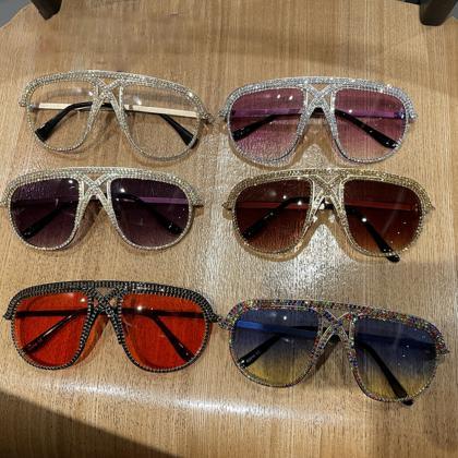 Sunglasses Rhinestone Oversized Sun Glasses Luxury..
