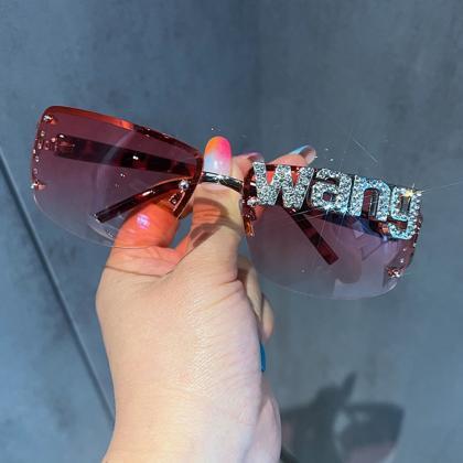 Rimless Sunglasses Diamond Wang Sun Glasses..