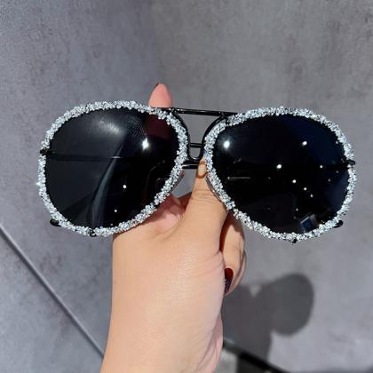 Oversized Sunglasses Metal Frame Vintage Eyewear
