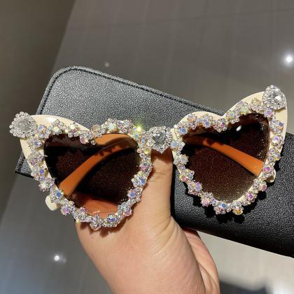 Vintage Sexy Heart Sunglasses For Diamond Sun..