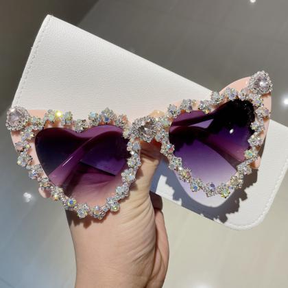 Vintage Sexy Heart Sunglasses For Diamond Sun..