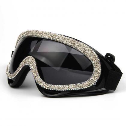 Fashion Oversized Windproof Sunglasses Rhinestone..