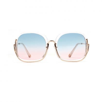 Trendy Luxury Half Frame Oversized Sunglasses High..