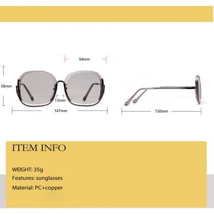 Trendy Luxury Half Frame Oversized Sunglasses High..