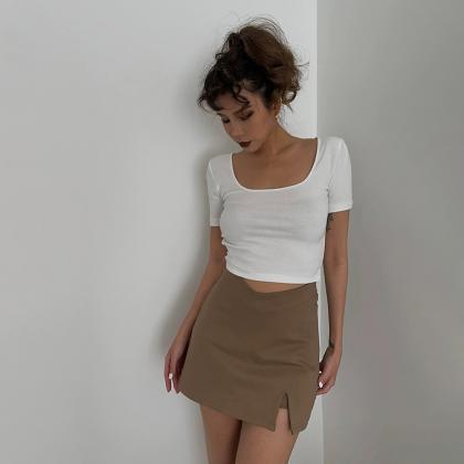 Sexy V-waist Split Wrap Buttocks Skirt