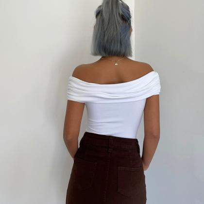 Sexy Short Sleeve Strapless Backless Tight Crop..