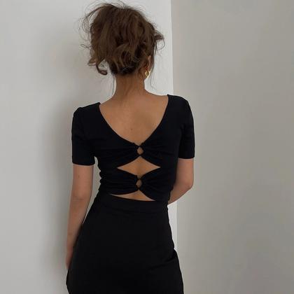 Sexy Two Sides Wear Backless V-neck Top Short..