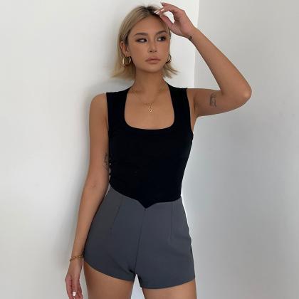 Casual Sleeveless Tight Top Solid Shirt Sexy Vest..