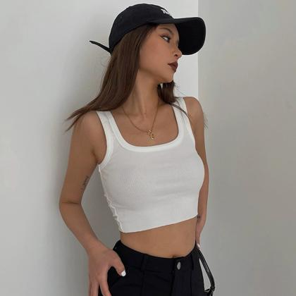 Casual Sleeveless Tight Top Solid Shirt Sexy Top..