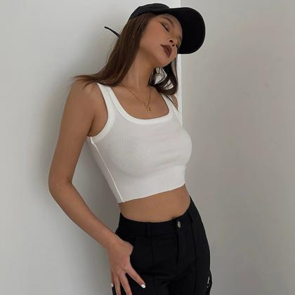 Casual Sleeveless Tight Top Solid Shirt Sexy Top..