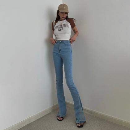 Cool Splicing Pants Denim Trousers Distressed High..