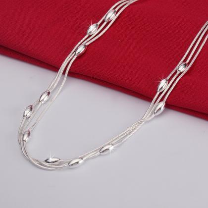 Silver Charms Beads Necklace For Women Luxury..
