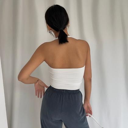 Casual Sleeveless Tight Top Sexy Backless Off..