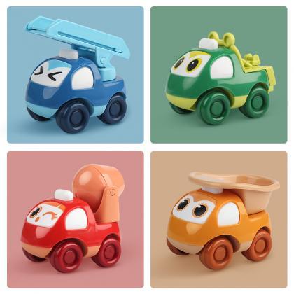 4pcs/set Cute Cartoon Engineering Car Toys For 0-3..