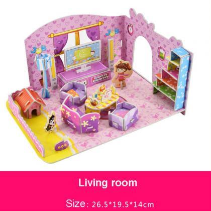Kids 3d Stereo Puzzle Cartoon House Building Model..
