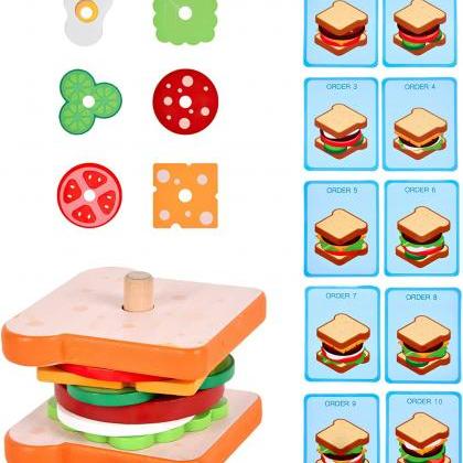 Montessori Wooden Burger Stacking Toys For..
