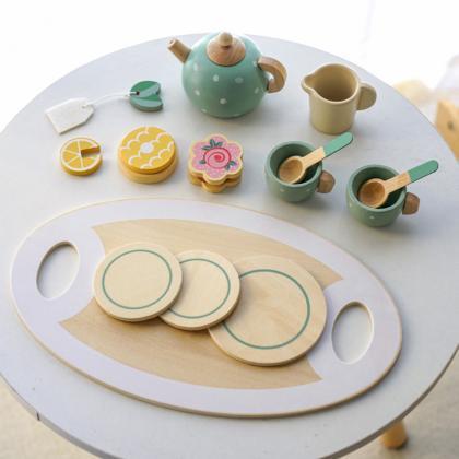 Wooden Afternoon Tea Set Toy Pretend Play Food..