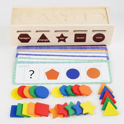 Wooden Shape Color Sorting Toy Storage Box 25..