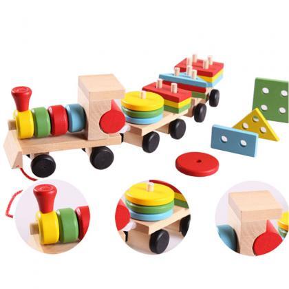 Wooden Train Toy For Toddlers,building Blocks For..