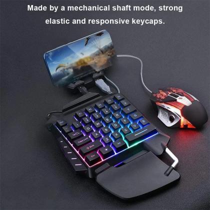 1pc One-handed Gaming Keyboard Rgb Backlit..