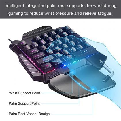 1pc One-handed Gaming Keyboard Rgb Backlit..