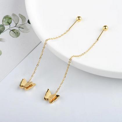 Cute Frosted Butterfly Stainless Steel Gold Plated..