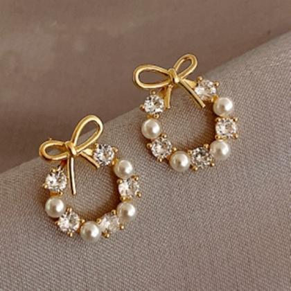 European And American Pearl Bowknot Zircon..
