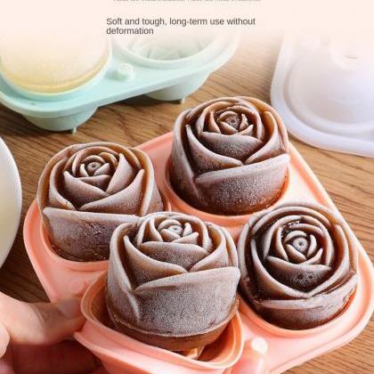 3d Rose Ice Molds 4 Holes Ice Cube Tray Mold..