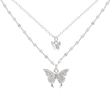 Double Butterfly Necklace Clavicle Chain