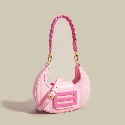 Niche Design Stylish Pink Crescent Bag Premium..