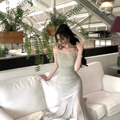 Korean Elegant Straps Dress Women 2023 Summer..
